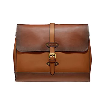 COACH Hudson Matte Pebbled Leather Briefcases Shoulder Bag Crossbody Bag Large Size Men's Dark Brown