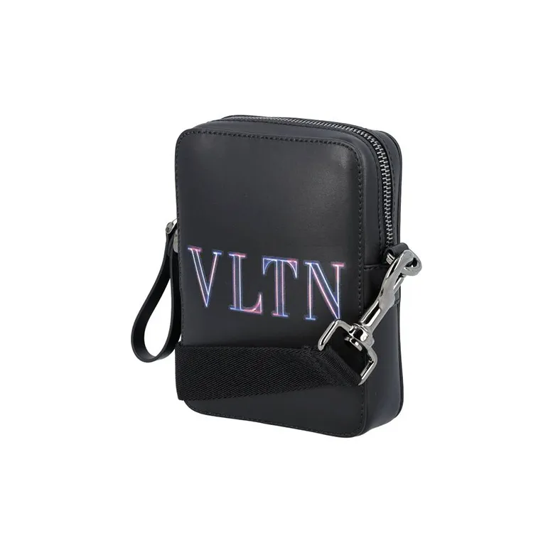 Valentino VLTN Calfskin Cell Phone Pouch Shoulder Bag Men's Black-2