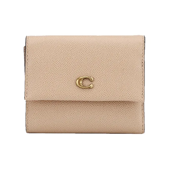 COACH Foldover Leather Wallet, Wallet Women's Camel-0