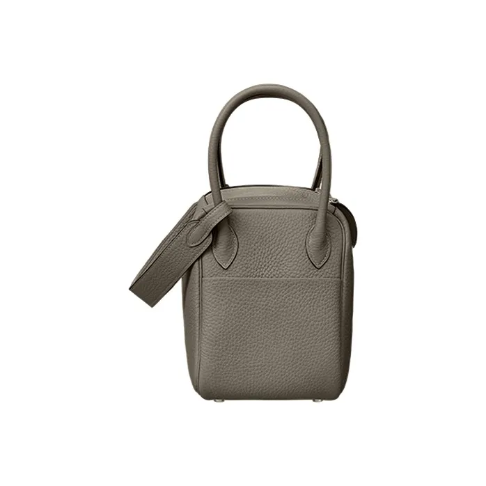 HERMES Lindy Clemence Bullock Leather Handbag Shoulder Bag Women's 8F Gris Etain Tin Gray-2