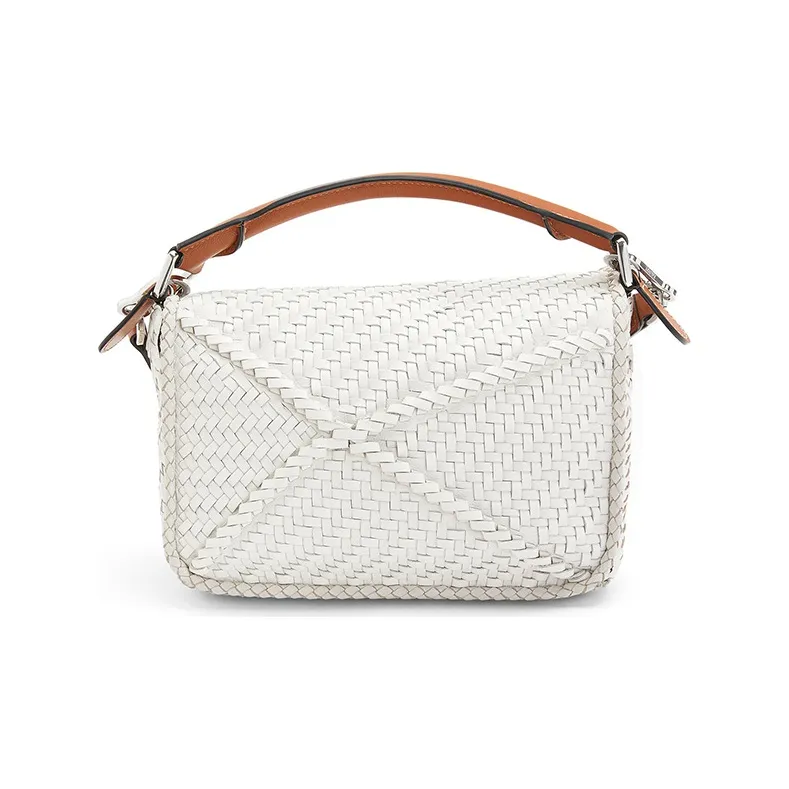 LOEWE Buffalo Leather And Calfskin Handbag Small Size Women's White-2
