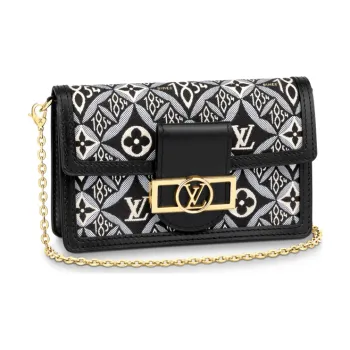 LOUIS VUITTON Dauphine Cow Leather Chain Bag, Crossbody Bag, Shoulder Bag Women's Black White