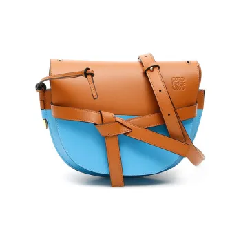 LOEWE Gate Cow Leather Handheld Crossbody Bag, Shoulder Bag Small Size Women's Blue Brown