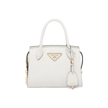 PRADA Saffiano Smooth Leather Shoulder Bag Crossbody Bag Handbag Women's White