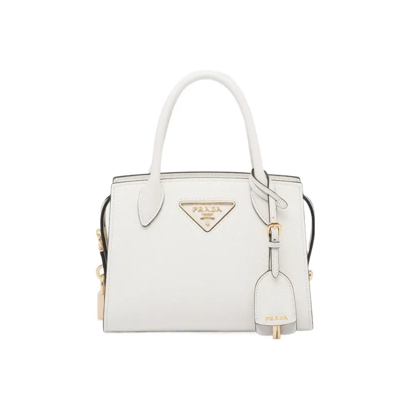 PRADA Saffiano Smooth Leather Shoulder Bag Crossbody Bag Handbag Women's White-0
