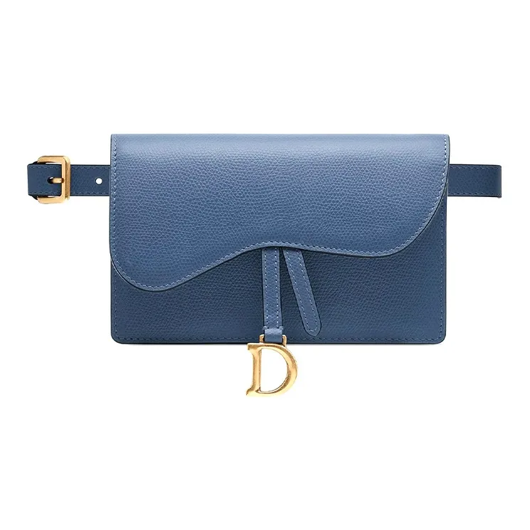 DIOR Saddle Cow Leather Fanny Pack Regular Women's Denim Blue-0