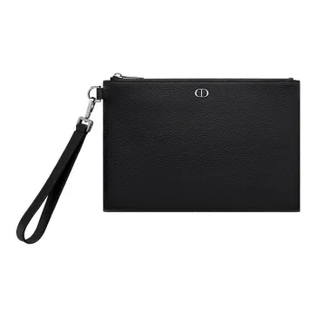 DIOR Grained Calfskin Wallets Clutches Men's Black