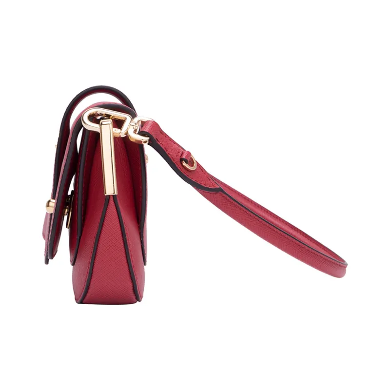 PRADA Sidonie Cow Leather Shoulder Bag Crossbody Bag Handbag Women's Red-4