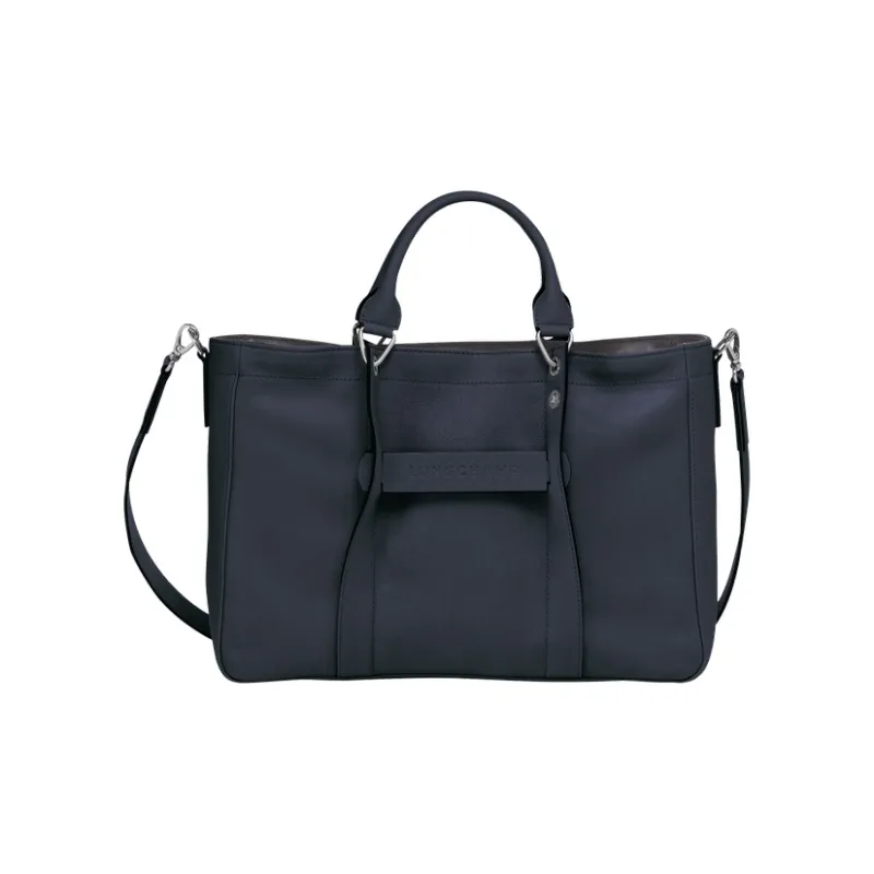 LONGCHAMP 3D Cow Leather Handbag Medium Size Women's Midnight Blue-0