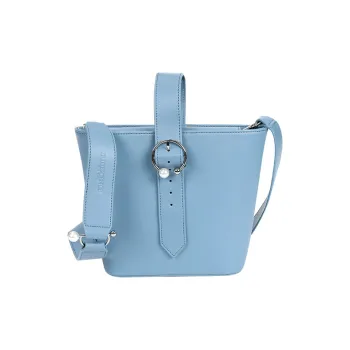 IRIDESCENCE Cow Leather Bucket Bag, Shoulder Bag, Crossbody Bag, Handbag Medium Size Women's Haze Blue