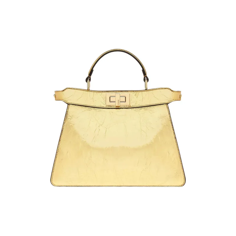 FENDI Peekaboo Sheepskin Shoulder Bag, Crossbody Bag, Handbag Trumpets Women's Gold-0