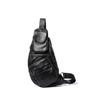 Ace Paul Top Grain Cow Leather Sling Bag Men's Black