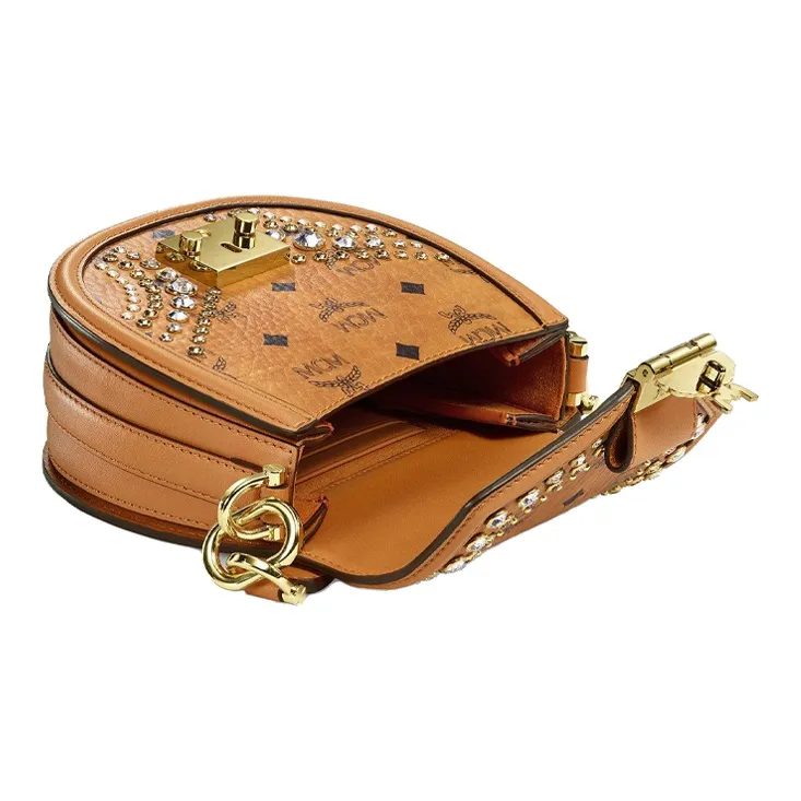 MCM Leather Shoulder Bag Mini Women's Cognac-2