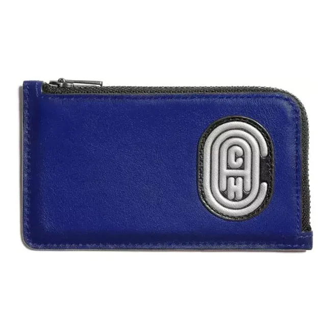 COACH Leather Money Clip Clutch Card Holder Wallet Men's Blue-0