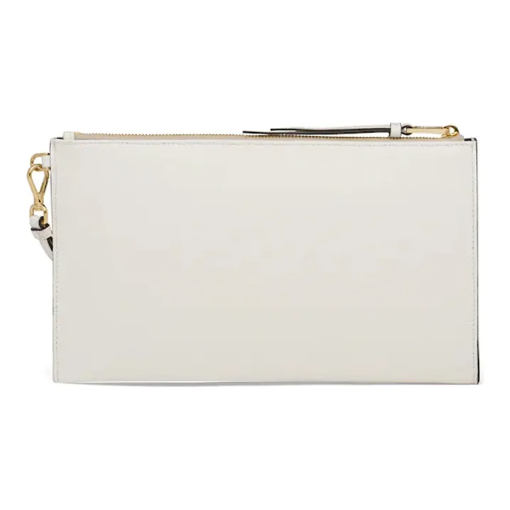 PRADA Saffiano Leather Clutch Women's White-3