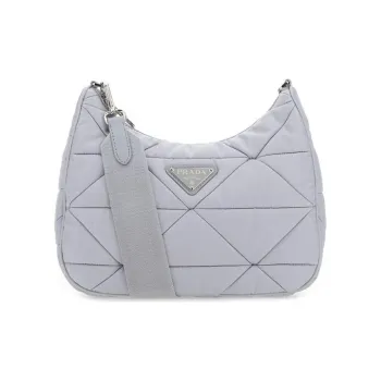 PRADA Nylon Fabric Shoulder Bag Women's Gray