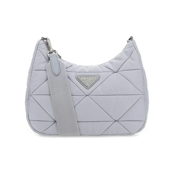PRADA Nylon Fabric Shoulder Bag Women's Gray-0