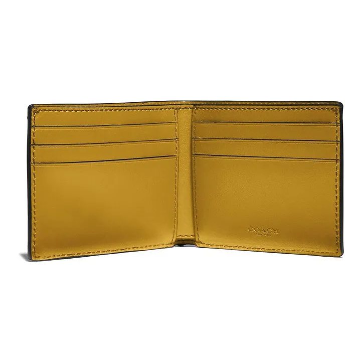 COACH Billfold Wallet Canvas Cowhide Clutch Wallet Men's Khaki Monogram-1