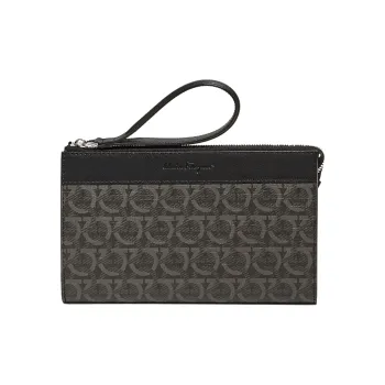 FERRAGAMO Leather Monogram Handbag Regular Men's Black