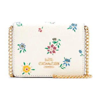 COACH Chain Leather Chain Bag, Shoulder Bag, Crossbody Bag, Wallet, Clutch Mini Women's White