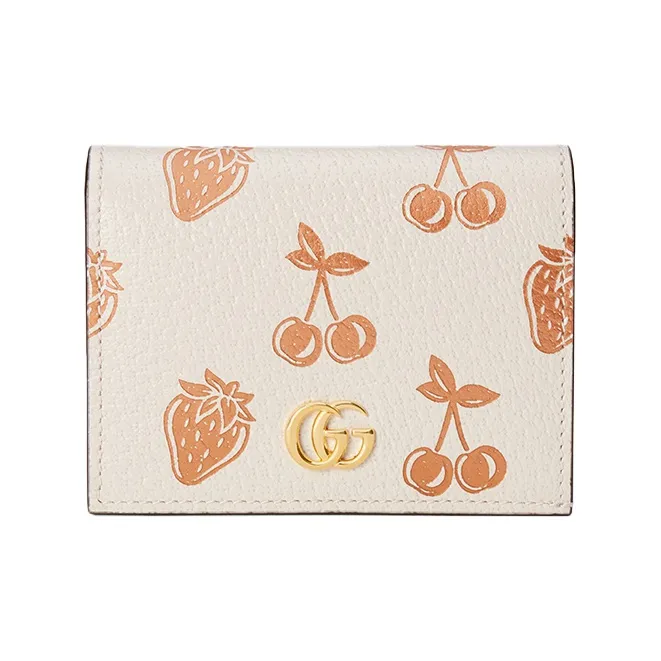 GUCCI Marmont Leather Wallets Card Holders Women's White-0