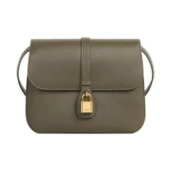 CELINE Tabou Smooth Cow Leather Handbag Shoulder Bag Crossbody Bag Medium Size Women's Dark Olive
