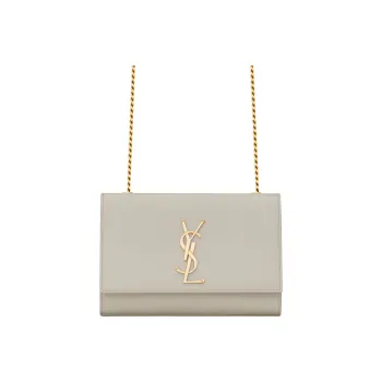 SAINT LAURENT Grained Embossed Leather Chain Bag Crossbody Bag Shoulder Bag Women's White