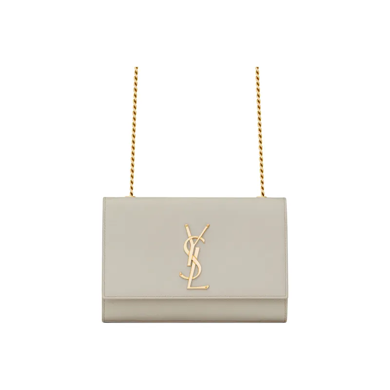 SAINT LAURENT Grain Embossed Leather Chain Bag, Crossbody Bag, Shoulder Bag Women's White-0
