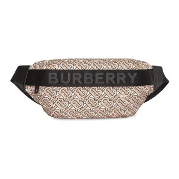 Burberry Cow Leather Fanny Pack Sling Bags Unisex Beige