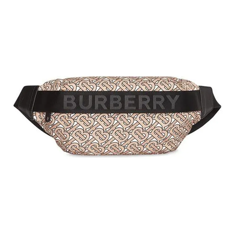 Burberry Cow Leather Fanny Pack Sling Bags Unisex Beige-0