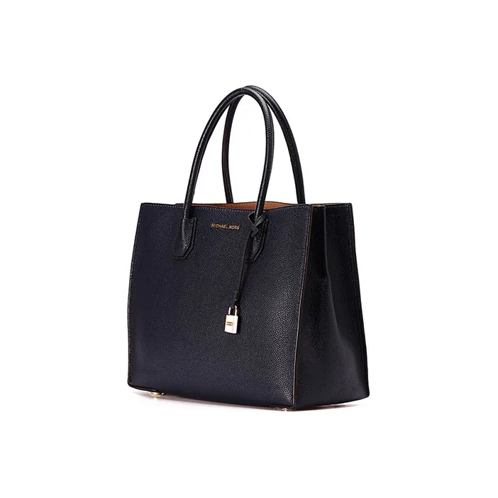 MICHAEL KORS Mercer Leather Trunk Bag, Handbag, Shoulder Bag, Crossbody Bag Tubas Women's Marine Blue-1