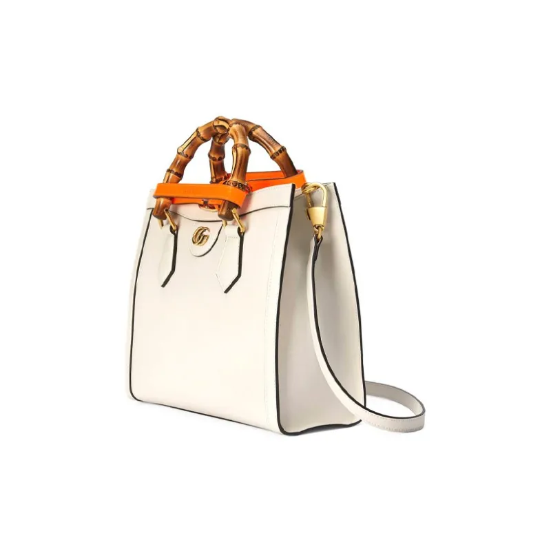 GUCCI Diana Leather Tote Bag Shopping Bag Shoulder Bag Crossbody Bag Handbag Small Size Women's White-2