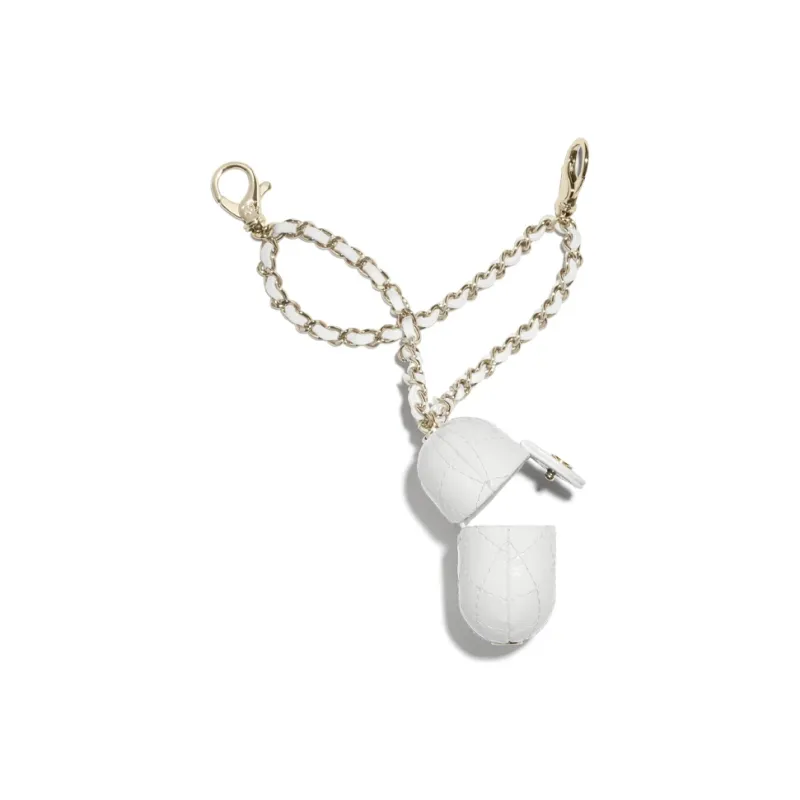 CHANEL Calfskin Clutch Earphone Case Women's White-2