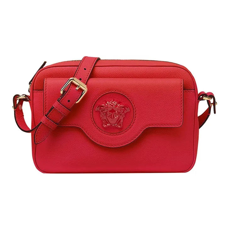 FANSIZHE La Medusa Cow Leather Camera Bag Shoulder Bag Crossbody Bag Women's Red-0