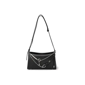 C.LI Genuine Leather Messenger Bag, Shoulder Bag, Crossbody Bag, Women's Bag, Chain Bag Regular Women's Black