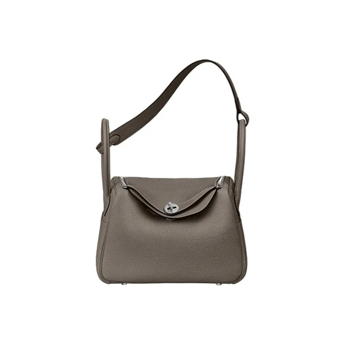 HERMES Lindy Clemence Bullock Leather Handbag Shoulder Bag Women's 8F Gris ÉTain Tin Gray-0