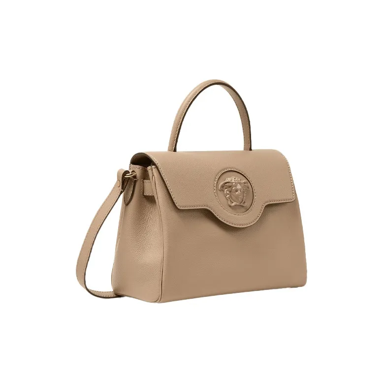 FANSIZHE La Medusa Cow Leather Crossbody Handbags Medium Size Women's Beige-1