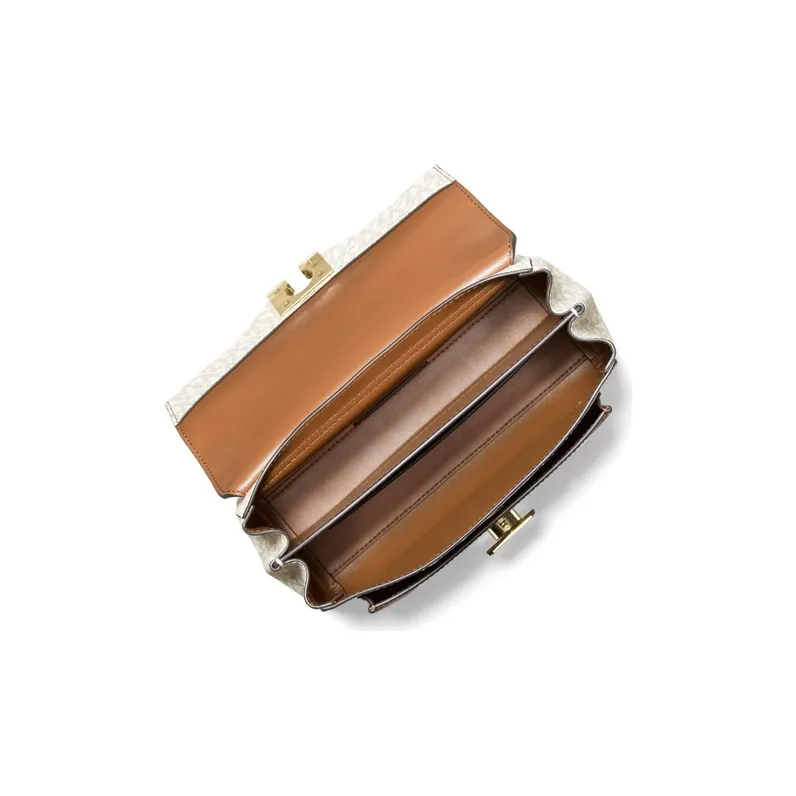 MICHAEL KORS Canvas Shoulder Bag, Crossbody Bag Medium Size Women's Brown With Vanilla Monogram-2