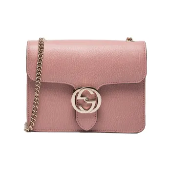 GUCCI Litchi Grain Leather Messenger Bag, Trunk Bag, Shoulder Bag, Crossbody Bag Women's Pink