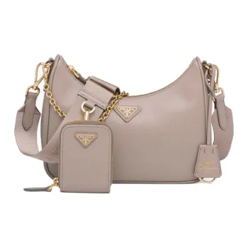 PRADA Hobo Cross-Stitch Leather Hobo Bag Shoulder Bag Handbag Shoulder Bag Women's Water Lily Color