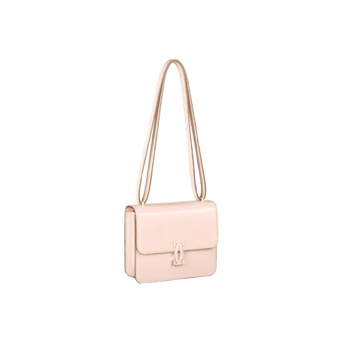 CARTIER Double C Calfskin Shoulder Bag Crossbody Bag Mini Women's Pink-1