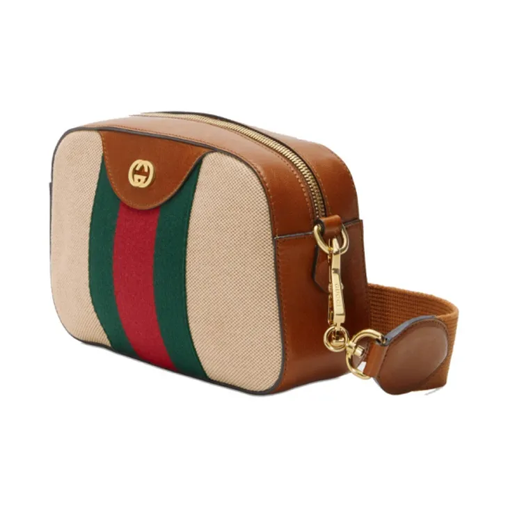 GUCCI Canvas With Leather Messenger Bag, Camera Bag, Shoulder Bag Regular Unisex Nude-3