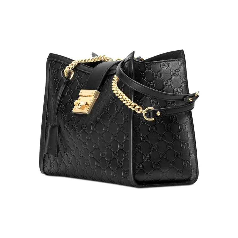GUCCI Leather With Cotton Linen Blend Portable Crossbody Bag Shoulder Bag Women's Black-1