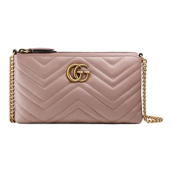 GUCCI GG Marmont Leather Crossbody Bag Shoulder Bag Women's Nude Pink