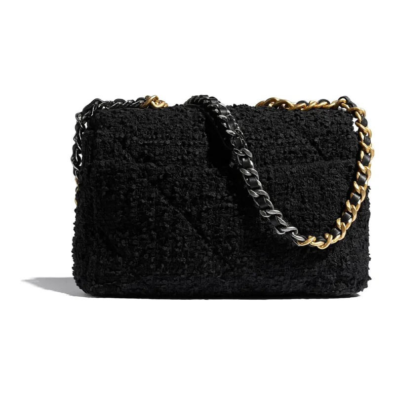CHANEL 19Bag Tweed Handbag, Shoulder Bag, Crossbody Bag Tubas Women's Black-1