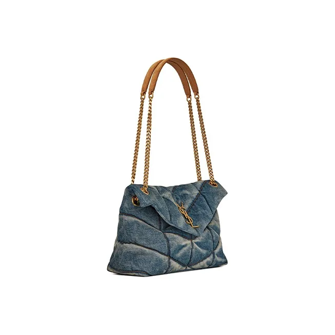 SAINT LAURENT LOULOUPUFFER Denim Cloud Bag, Pillow Bag, Shoulder Bag, Crossbody Bag Trumpets Women's Denim Blue-1