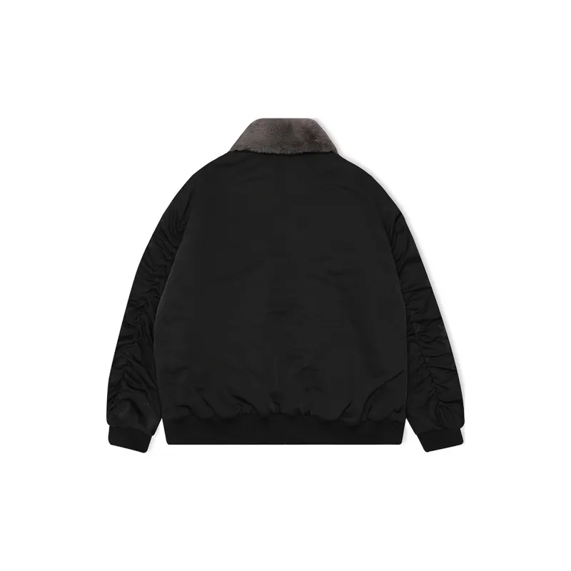 PCMY x Genesiszero Solid Color Fur Collar Loose Fit Puffer Jacket Unisex Black-1