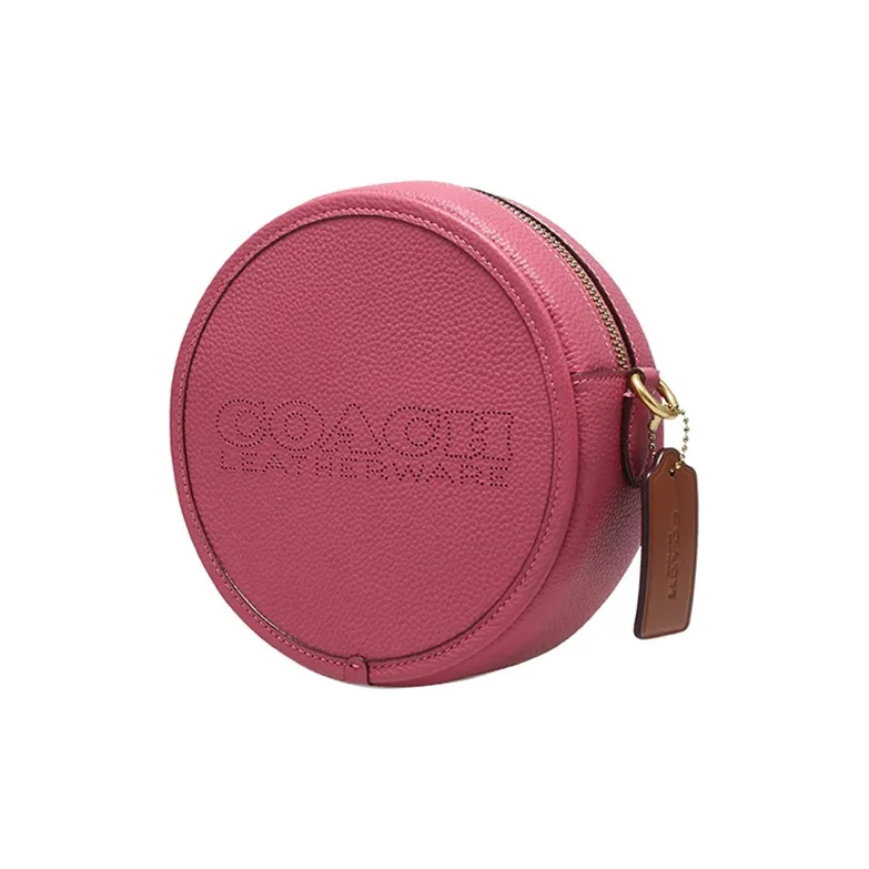 COACH Kia Pebbled Leather Cylinder Bag Shoulder Bag Handbag Crossbody Bag Regular Women's Brass/Rogue Red Plum Red-1
