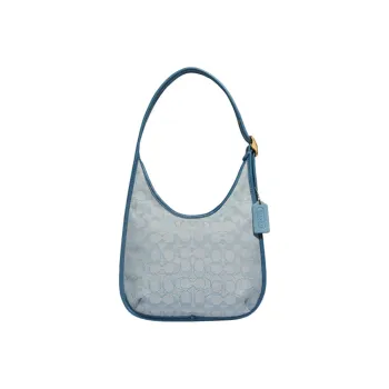 COACH Ergo Leather Crescent Bag, Crossbody Bag, Shoulder Bag, Shoulder Bag, Handbag Medium Size Women's Blue