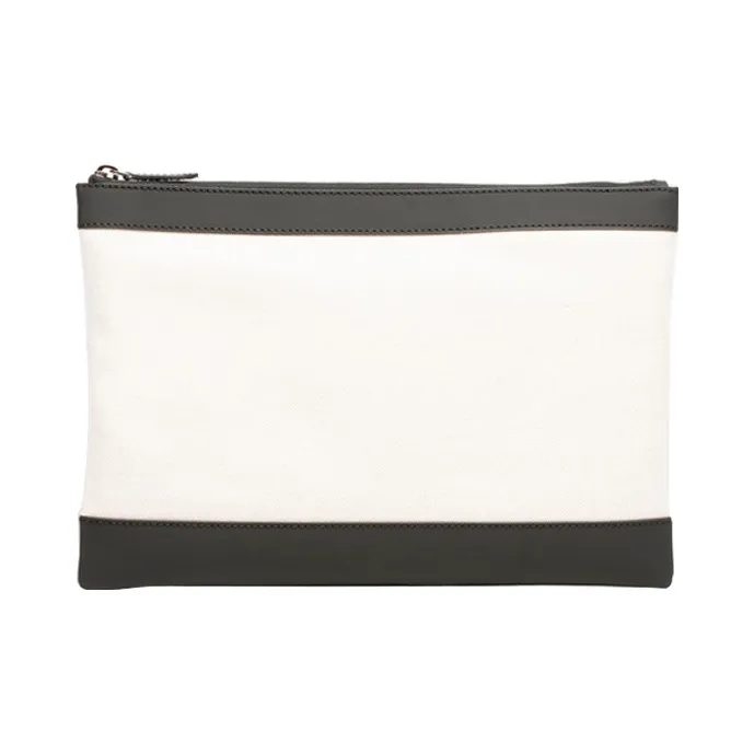 Balenciaga Navy Cow Leather Clutch Medium Size Men's Black White-1